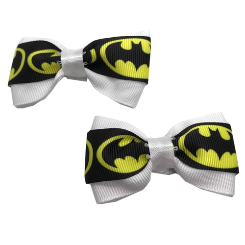 Handmade Superhero Girls Hair Bow Set, Little Girl Bows, Pigtail Hair Bows, Toddler Hair Bows,