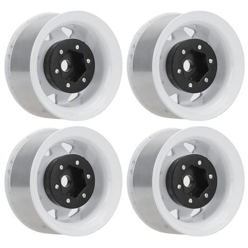 VGEBY Beadlock Wheel Rims, 4 Pcs 1.55 Inch Beadlock RC Wheel Rim Hubs Universal RC Crawler Rims Fit for AX90069 Crawlers(White) Car Model Accessory 1.55 Beadlock Zinc 1.55