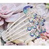 Wedding Bridal Headpiece Rhinestone Hair Comb Women Peacock Hair Clip Side Comb Hair Accessory(Blue)