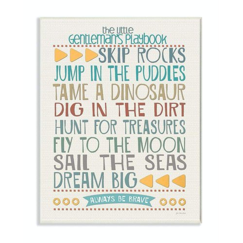 The Kids Room by Stupell Typography Art Wall Plaque, The Little Gentleman's Playbook, 11 x 0.5 x 15, Proudly Made in USA