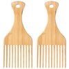 OIIKI Bamboo Combs for Afro Hair, Beard Pick for Men, Wide Tooth Comb for Curly Wavy Thick Long Hair, Women's Hair Styling Accessories (2pcs)