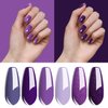 Vishine 6PCS Purple Glitter Nail Polish Gel UV LED Soak Off Nail Art Kit Gorgeous Manicure Collection Gift Set 8ml