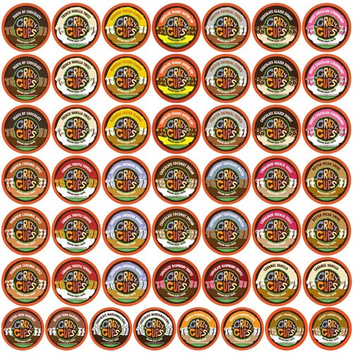 Crazy Cups Flavored Decaf Coffee Pods, Decaf Variety Pack, Assorted Decaffeinated Coffee for Keurig Machines, for Hot or Iced Coffee, Single Serve Coffee in Recyclable Pods, 50 Count