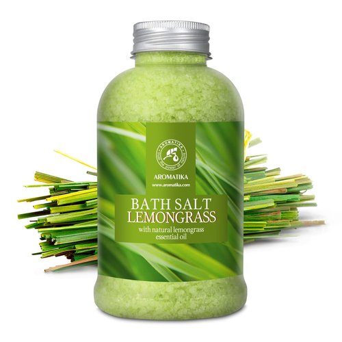 Bath Salts w/Natural Essential Lemongrass Oil 21.16 oz - Sea Salt Bath for Good Sleep - Bathing - Body Care - Wellness - Beauty - Relaxation - Aromatherapy - Spa - Bath Supplement