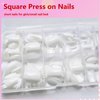 AddFavor 240pcs Press on Nails Short Glossy White Fake Nails Short Square Full Cover Acrylic Artificial Glue on Nails Kit for Women and Girls