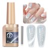 Bevimee Cat Eye Gel Nail Polish 12ML, 3 In 1 Step Holographic Cateye Gel Polish With Magnet, Silver Glitter Magnetic Crystal Ice Shimmer Nail Polish Gel Soak Off UV/LED Nail Art Design