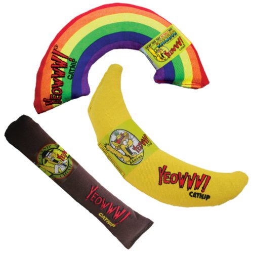Yeowww! Catnip Toy Variety Pack ? Cigar & Banana & Rainbow ? Made in USA