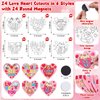 Realspring 24 Sets Valentine's Day Crafts Heart Magnet Craft Kit Color Your Own Heart Craft Funny Valentines DIY Craft Ornament for Preschool Classroom Home Project Activity Party Supplies Favors