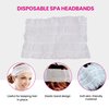 RONRONS 100 Pieces Disposable Spa Headbands, Soft Non-woven Facial Cloth Stretch Skin Care Hair Band, Professional Salon Makeup Sauna Essential Supplies for Women, White