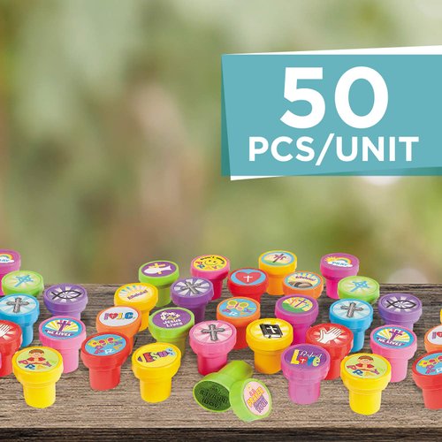 Religious Stamper Assortment - Bulk set of 50 - Sunday School Supplies, Party Favors and Easter Fillers