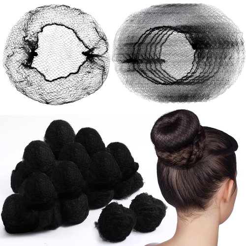 Yuxung 500 Pcs Hair Net Bulk Hair Nets for Food Service Workers 24 Inches Invisible Nylon Hair Nets for Women Elastic Edge Mesh Invisible Wig Nets for Restaurant, Ballet Dance, Kitchen (Black)