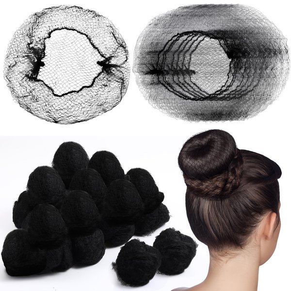 Yuxung 500 Pcs Hair Net Bulk Hair Nets for Food Service Workers 24 Inches Invisible Nylon Hair Nets for Women Elastic Edge Mesh Invisible Wig Nets for Restaurant, Ballet Dance, Kitchen (Black)