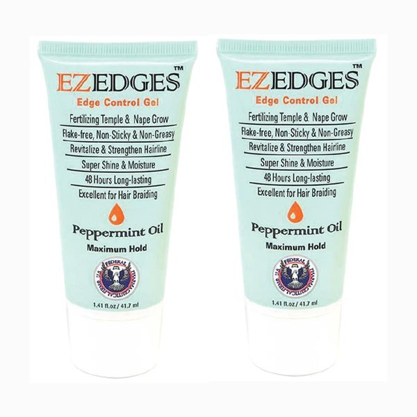 EZEDGES EDGE CONTROL GEL Extra Strong Hold (Peppermint Oil), 1.41 oz. (Pack of 2)