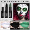 DAMUSI 3 Colors Body Face Paint Sticks Professional Eye Black Baseball Softball Football,Halloween Joker Clown Cosplay Makeup for Adults and Kids（White/Black/Green Eye Black Sticks）