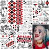 5 Sheets HQ Halloween Temporary Tattoos For Women Men Adults, Joker Face Hand Tattoos Halloween Makeup Kit, Rapper Fake Halloween Tattoo Stickers Cosplay Costume Accessories