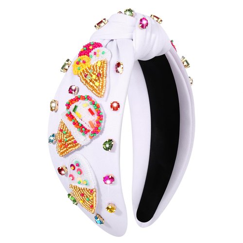 boderier Ice Cream Headband Beaded Ice Cream Popsicle Knotted Headband for Women Jeweled Crystal Embellished Headband Summer Party Birthday Girls Headband Accessories Gifts