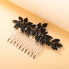 Teyglen Crystal Bride Wedding Hair Comb Full Rhinestone Side Hair Comb Black Hair Pieces Bridal Black Headpieces Hair Accessories for Women Girl(Black)