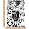 Pug Dog Breed Temporary Tattoo Water Resistant Fake Body Art Set Collection - Black (One Sheet)
