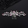 Teyglen Bride Pink Crystal Wedding Hair Comb, Alloy Rhinestone Teardrop Hair Piece for Women Bride Girls (Pink, 15*8 cm / 5.9*3.14 inches)
