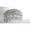 Generic Transparent iridescent clear diamond cut design double grip acrylic hair claw (Primary color: Gray), 1 Count (Pack of 1)