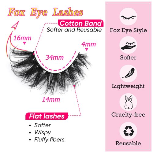 Fox False Lashes Fluffy Lashes Cat Eye Lashes that Look Like Extensions Natural Look Faux Mink Lashes Wispy Lash7 Pairs Multipack by Focipeysa