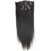 Hannah Queen Hair Brazilian Clip In Hair Extensions #1B Natural Black Grade 8A Double Weft 100% Remy Human Hair Full Head Straight 8pcs 17clips for Women Beauty (16 inch 100g,#1B Natural Black)