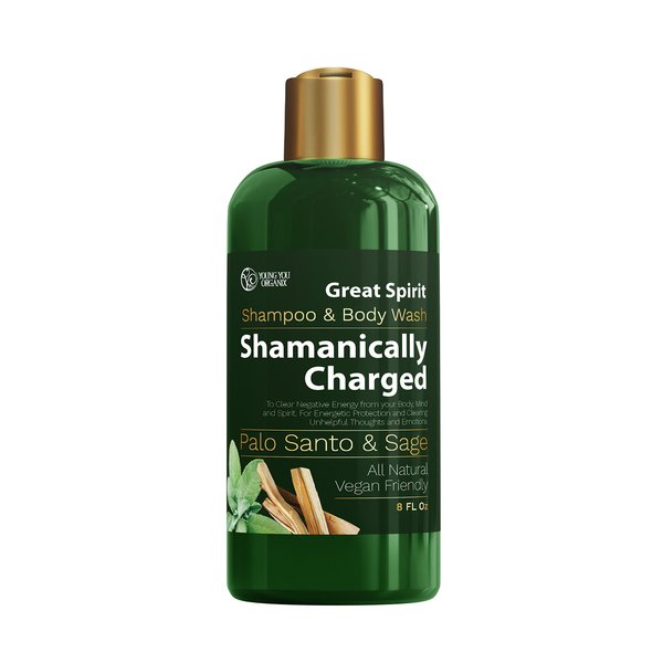 Young You Organix Great Spirit Shamanically Charged Protective Shield Shampoo and Body Wash -Energy Cleansing Energetic Protection Shampoo with Palo Santo and Clary Sage