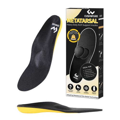 Cushwork Metatarsalgia and Morton's Neuroma Insoles for Ball of Foot Pain, Plantar Fasciitis, Metatarsal Pain Relief, All Day Comfort Arch Support Orthotic Shoe Inserts for Men Women-A