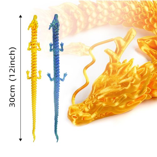 WUQIREN 2PCS 12 Inch 3D Printed Dragon Toys, Articulated Dragon with Dragon Inside, Crystal Dragon Fidget Toy Adults Fidget Toys Mystery Dragon Egg for Autism, Home Office Decor Executive Desk Toy