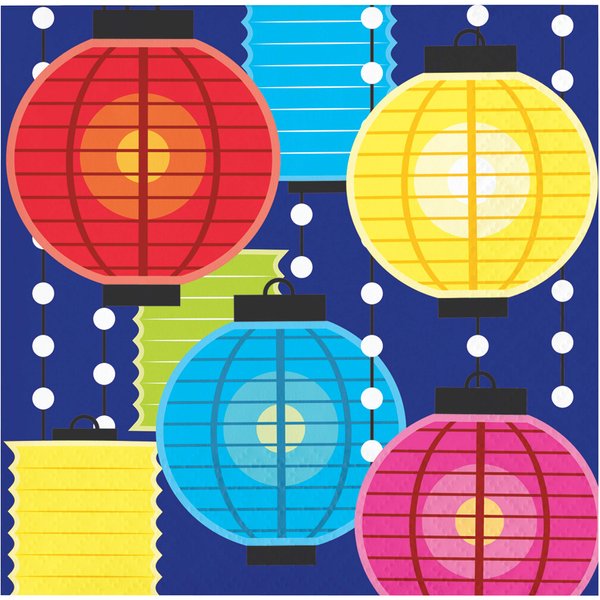 Creative Converting Summer Drinks Lanterns Beverage Napkins, 5", Multi-color