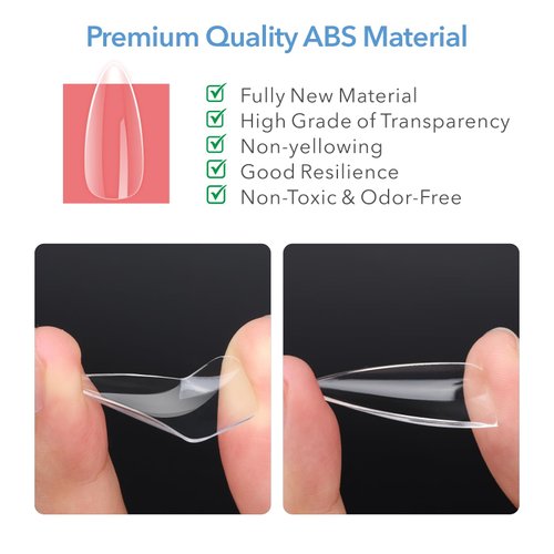 GazePlus Nail Tips, 600Pcs 10-size Short Stiletto Fake Nail Tips, Full Coverage Clear Soft Gel Nail Extension Tips Setfor Acrylic Nails False Nail for DIY at Home Nail Salon