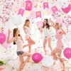 Pink Birthday Decorations, Happy Birthday Banner, Pink Birthday Balloons Decorations, 16 pcs 12 inch Happy Birthday Balloons with 2 Ribbons for Girl and Women Birthday Party Decoration