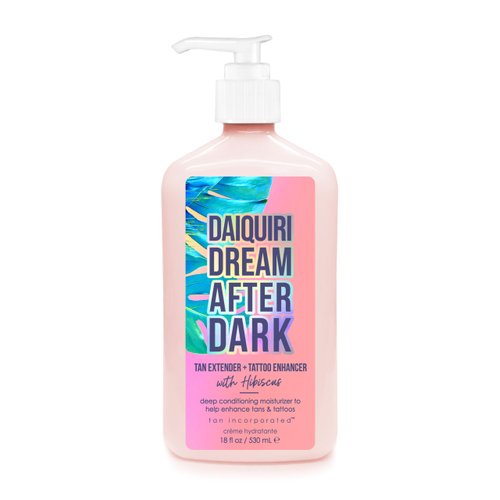 Tan Incorporated Daiquiri Dream After Dark Tan Extender + Tattoo Enhancer Moisturizing Body Lotion w/Hibiscus - Helps Enhance Your Tan & Tattoos, Light Pink