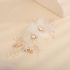 BERYUAN Flower Girls White Hair Comb with Gold Leaves, Pearls and Floral Accents for Bride, Bridesmaid, or Wedding Headpiece