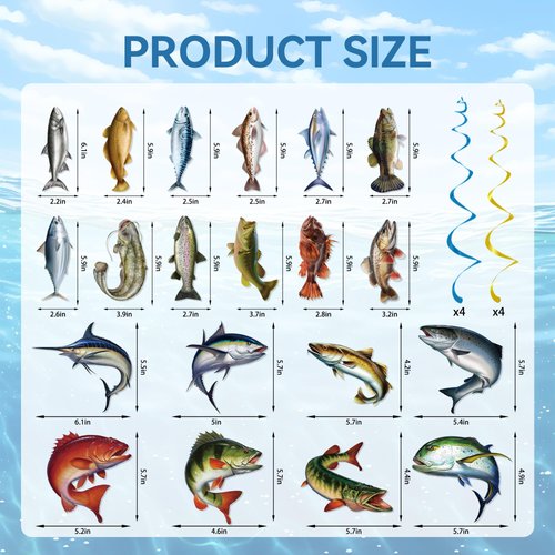 Gone Fishing Party Decorations Include Hanging Banner and Hanging Swirl Fishing Party Supplies Fishing Theme Birthday Party Decor