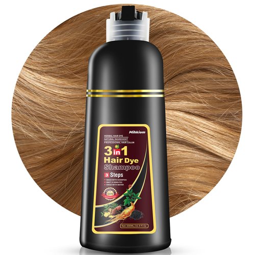 Mihkiom Brown Hair Dye Shampoo 3 in 1 for Women & Men, Hair Color Shampoo Refresh Hair Only 20 Mins - Natural Plant - Champu Para Pintar el Pelo