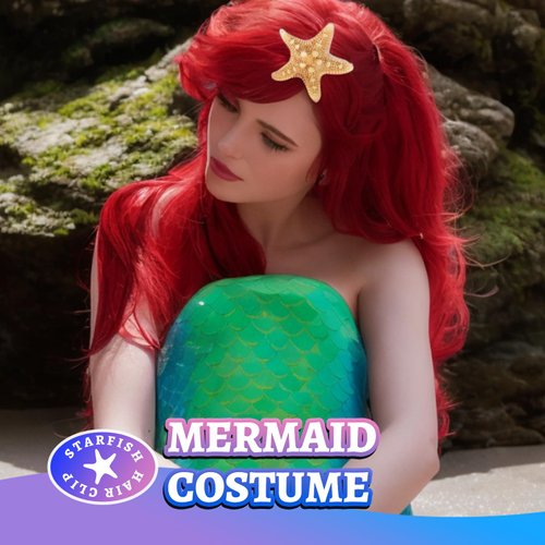 YGDZ Starfish Hair Clip, 4PCS Starfish Hair Clips Mermaid Hair Accessories, 1PCS Face Body Glitter, Mermaid Costume Women, Seashell Hair Clip, Mermaid Outfit for Women, Girls