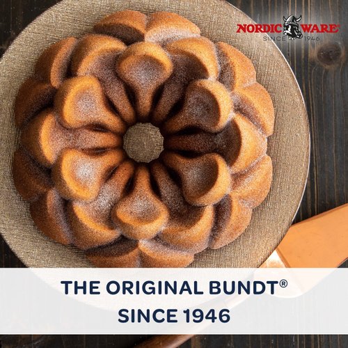 Nordic Ware Magnolia Cast Aluminum Bundt Pan, 10 Cup, Toffee