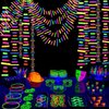 60feet UV Neon Paper Garland Stripe Neon Streamers Black Light Neon DecorationsGlow Party UV Reactive Neon Party Favors Glow in The Dark Party Supplies and Decorations for Wedding Birthday Banners