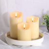 Eywamage Ivory Flameless Pillar Candles with Remote, Flickering Realistic LED Battery Wax Candles Set of 3, Φ 3" H 4" 5" 6"