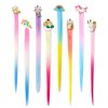 8 Pieces Hair Clips for Girls, Animal Straight Rainbow Hair Extensions for Kids, Little Girl Hair Clips Accessories for Girls Toddler Kids Ponytails