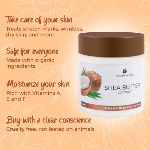 Shea Butter Organic Coconut Oil Cream for Face, Body & Hand. Stretch Marks & wrinkle Removal, Psoriasis & Eczema Treatment Lotion: Sheabutter Moisturizer Boost with Natural Ingredients. 500ml 17oz