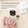 Modelones 9 in One Nail Glue Base Coat Nail Polish Set Brush On Gel Nail Glue 15 ml for Rhinestone, False Nails, Base Gel, Blooming Nail Art Gel Nail Kit for Acrylic Nails U V Lamp Needed