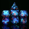 AUSTOR 7-Die DND Dice Set, Handmade Sharp Edge Polyhedral Dice for Dungeons and Dragons RPG MTG Table Games（Black & Blue）