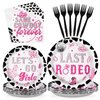 96Pcs Cowgirl Party Decorations 350 GSM Last Rodeo Bachelorette Party Plates and Napkins Let's Go Girls Party Tableware Sets for Western Disco Cowgirl Baby Shower Birthday Party Supplies,Serves 24