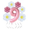 Daisy 9th Birthday Party Decorations Balloon,40inch Pink Number Balloon 9，Daisy Birthday Party Decorations for 9 Year Old，Daisy 9th Birthday Party Supplies (Pink daisy numbers 9)