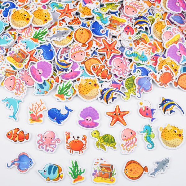 Qumenan 360 Pieces Ocean Sea Animal Foam Stickers Tropical Fish Sea Creature Stickers Adhesive Stickers for Kids for Arts Crafts Laptops Party Favors Decoration Home DIY Supplies