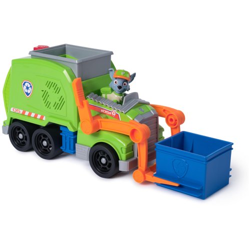 Paw Patrol: Crush N’ Roll Recycling Truck with Rocky Action Figure & Transforming Compacted Trash Vehicle, Kids Toys for Boys & Girls Ages 3 and up