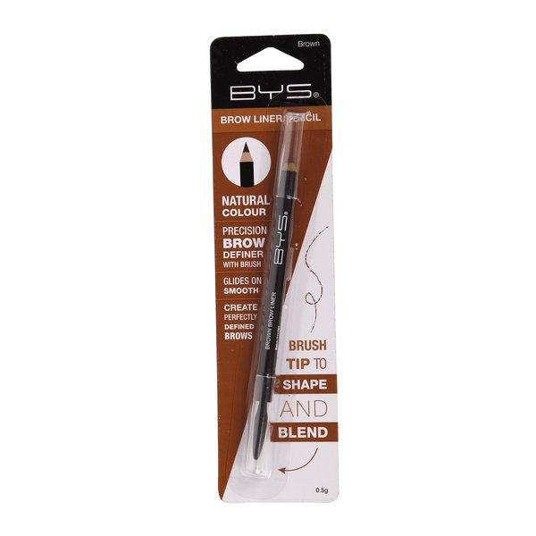 BYS Brow Liner Pencil - Dual-Ended with Brush, Eyebrow Pencil and Brow Brush - Natural Brown Color, Waterproof