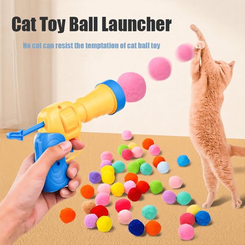 Kalimdor Cat Toy Ball Launcher,Interactive Cat Toys for Indoor Cats Adult Cats with 20Pcs Plush Balls, Kitten Toys Indoor cat Exercise,Cat Outfit